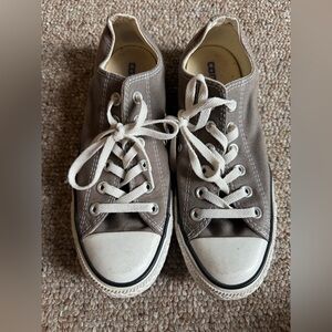 Converse Brown and White Canvas Sneakers with Rubber Toe Cap